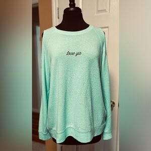 Flirtitude Mint Sweatshirt with 'Love Ya' Print